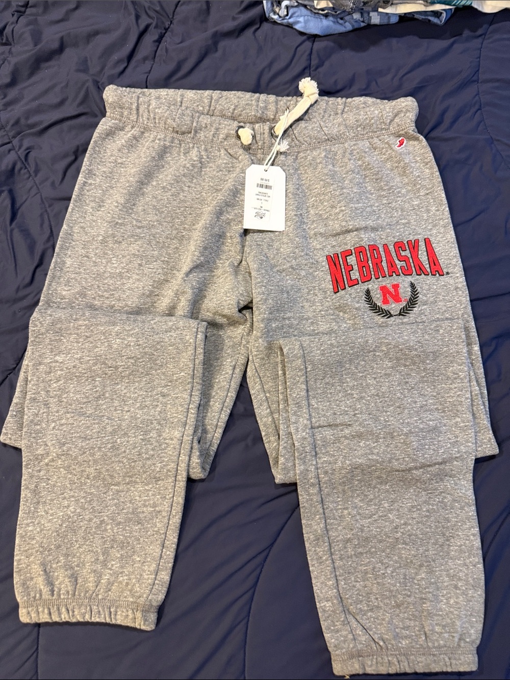 Nebraska Grey Sweatpants with Drawstring Waist